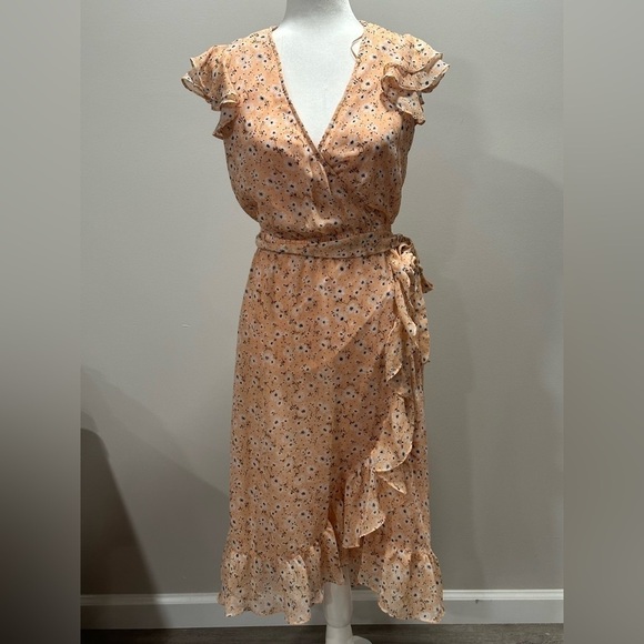 LC Lauren Conrad Dresses & Skirts - Lc Lauren Conrad Women’s Peach Floral Short Sleeve Dress Size XS